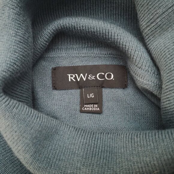 RW&CO Men's Size Large Windsor Blue Straight Fit Turtleneck Sweater - Picture 3 of 8
